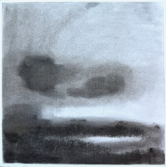 THE BAY AND THE PENINSULA, RAIN by Melanie Essex, charcoal on paper